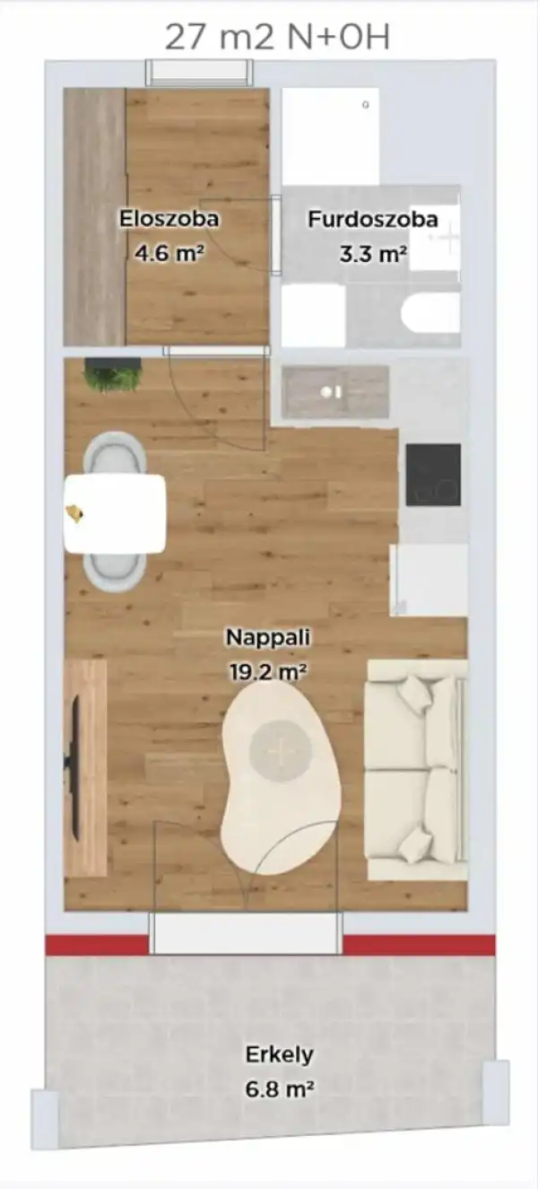 Eladó új építésű téglalakás, Budapest, XI. kerület 1 szoba 27 m² 43 M Ft