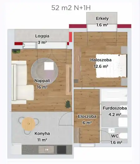 Eladó új építésű téglalakás, Budapest, XI. kerület 2 szoba 52 m² 94 M Ft