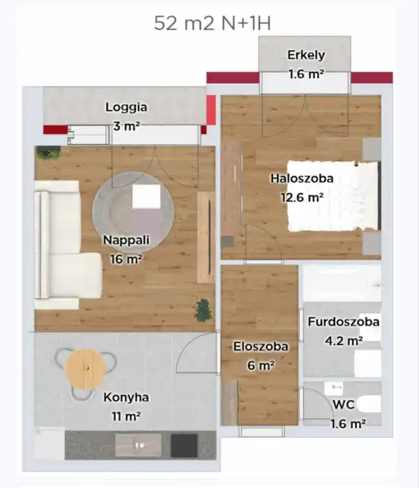 Eladó új építésű téglalakás, Budapest, XI. kerület 2 szoba 52 m² 94 M Ft